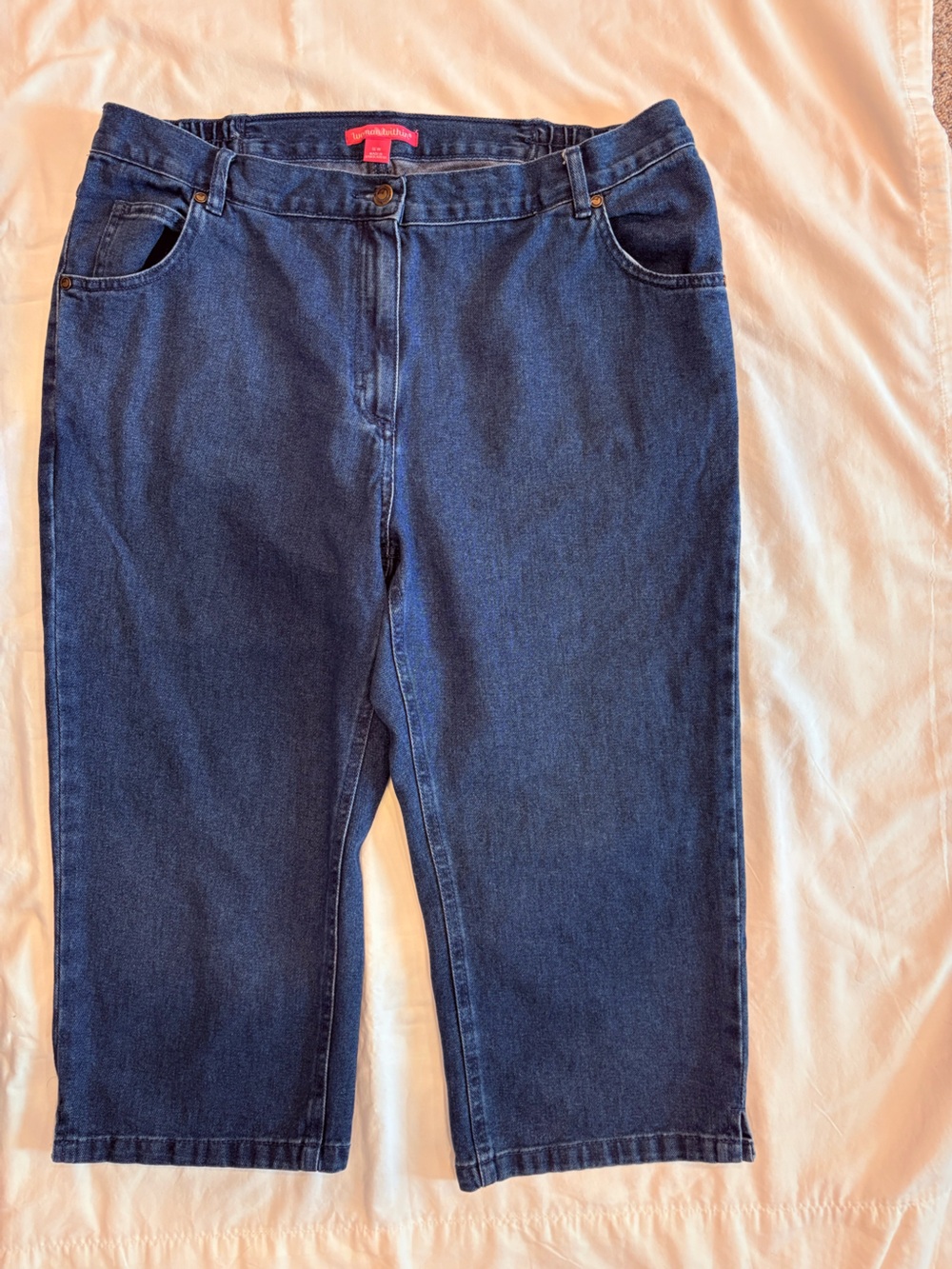 Woman Within Denim Capri Jeans Cropped Stretch Elastic Waist Plus Size 16W